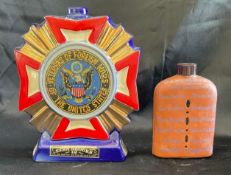 Vintage Ezra Brooks Decanter with Leather Encased Flask