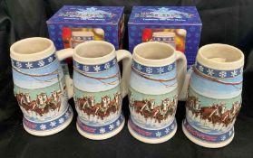 1995 Budweiser Holiday Beer Steins Featuring Clydesdales