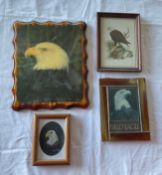 4 Eagle Pictures with Wooden Frames