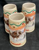 1996 Budweiser Holiday Beer Steins