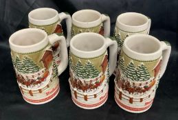 Vintage Holiday Budweiser Beer Steins Featuring Clydesdales