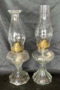 2 Vintage Glass Oil Lamps