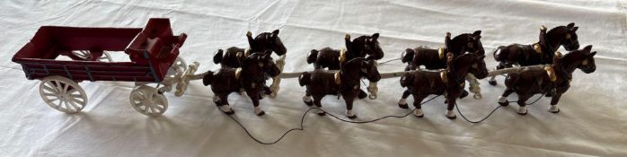 Cast Iron Budweiser Model Wagon with Clydesdales