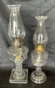 2 Vintage Glass Kerosine Lamps