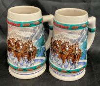 1993 Budweiser Holiday Beer Steins
