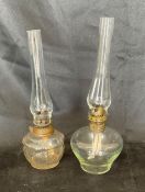 2 Vintage Glass Oil Lamps