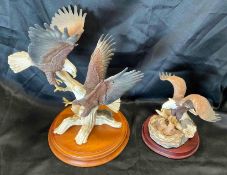 2 Hand Crafted Eagle Statues
