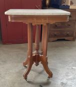 Marble Topped End Table on Wheels