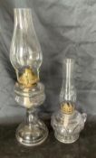 2 Vintage Glass Oil Lamps