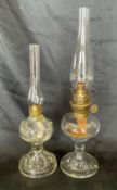 2 Vintage Glass Oil Lamps