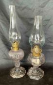 2 Vintage Glass Oil Lamps