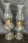 2 Vintage Glass Oil Lamps