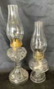 2 Vintage Glass Oil Lamps