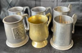 6 Metal Beer Steins
