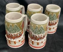 Vintage Holiday Budweiser Beer Steins Featuring Clydesdales