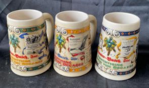 3 Budweiser Vintage Beer Steins