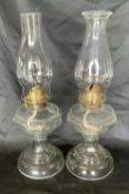 2 Vintage Glass Oil Lamps