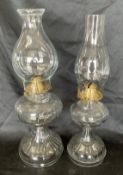 2 Vintage Glass Oil Lamps