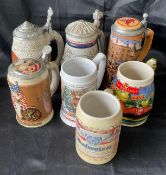 7 Assorted Vintage Beer Steins