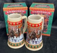 1993-1994 Budweiser Holiday Beer Steins Featuring Clydesdales