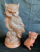 2 Ceramic Owl Statues