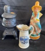 2 Vintage Decanters with a Ceramic Pitcher