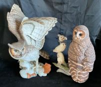 2 Hand Crafted Franklin Mint Owl Statues
