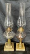 2 Vintage Glass Oil Lamps