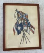 Framed Painting of Confederate Flags