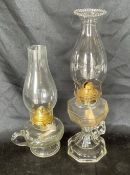 2 Vintage Glass Oil Lamps