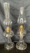 2 Vintage Glass Oil Lamps