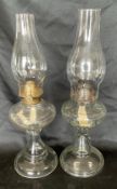 2 Vintage Glass Oil Lamps