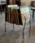 Vintage Mid-Century Modern Record Holder with Records