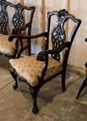 Vintage Chippendale-Style Mahogany Armed Dining Chair