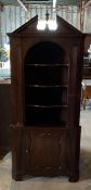 Mahogany Corner Cabinet with Single Door and 4 Shelves