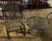 Wrought Iron Mesh Patio Chair and Table