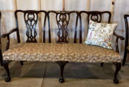 Vintage Chippendale-Style Dining Bench