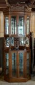 Large Antique Renaissance Revival Corner Curio Cabinet