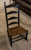 Vintage Ladder-Back Chair with a Rush Bottom