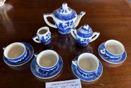 11 Piece Blue and White Miniature Tea Set