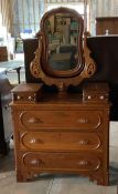Victorian Walnut Dresser with Wishbone Mirror and 3 Drawers
