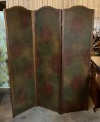 Leather 3 Paneled Folding Dressing Screen