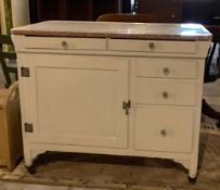 Vintage White Enamel-Top Cabinet