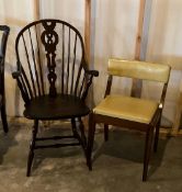 Vintage Windsor Wooden Chair with Padded Wooden Dining Chair