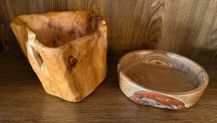 2 Hand Crafted Wooden Bowls