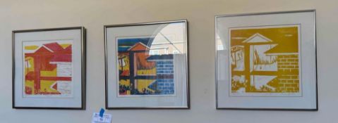 Group of 3 Framed woodblock Prints signed Ann Zahn