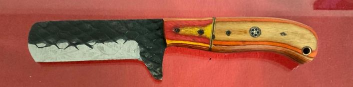 Hand Forged Damascus Knife with Multi Colored Wooden Handle