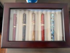 Levenger Pen Case with 5 Levenger Fountain Pens