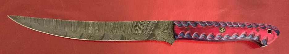 Hand Forged Damascus Steel Knife with Multi Color Wooden Handle