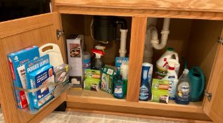 Under Sink Cabinet Lot of Cleaning Supplies